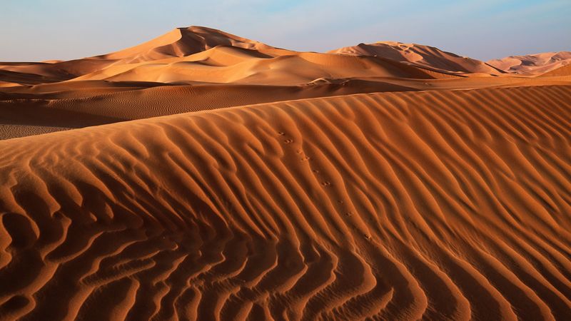 desert, sand, dunes, relief, sky, 4k