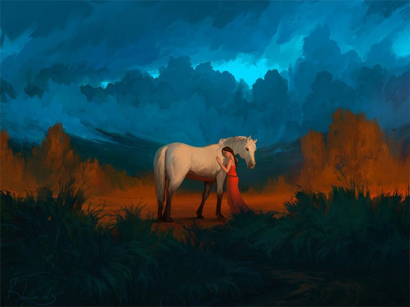 digital art, artwork, painting, horse