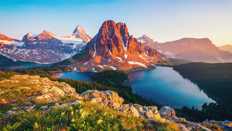 mountains, lake, Banff National Park, landscape, nature