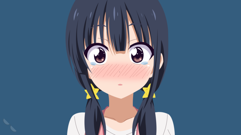 AHO-GIRL, anime girls, anime, blue background, eyes