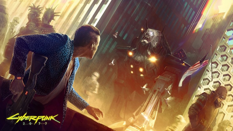 Cyberpunk 2077, video games, flag, weapon, futuristic