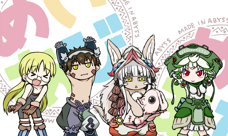 Made in Abyss, Kono Subarashii Sekai ni Shukufuku wo!, crossover, Riko (Made in Abyss), Regu (Made in Abyss), Nanachi (Made in Abyss)