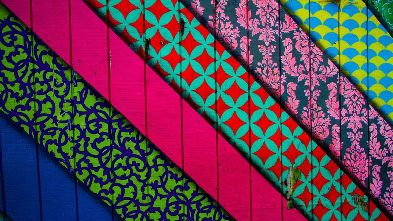 lines, patterns, wall, colorful, 4k