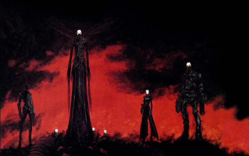 Blame!, anime, dark, red