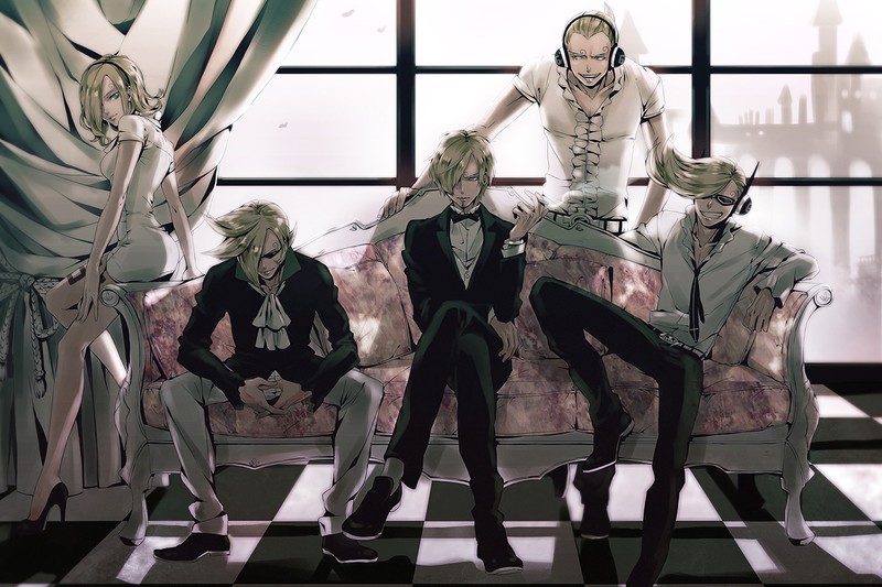 anime, One Piece, anime girls, couch, anime boys