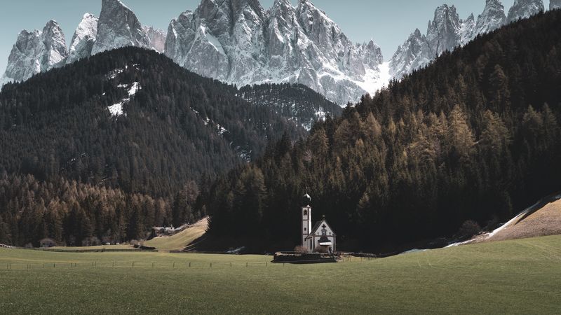 temple, mountains, landscape, peak, italy, 4k