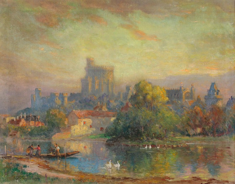 classic art, Colin Campbell Cooper, city, river, water, painting