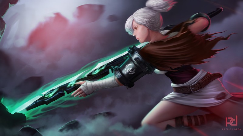 League of Legends, Riven (League of Legends), artwork, fan art, girls with swords