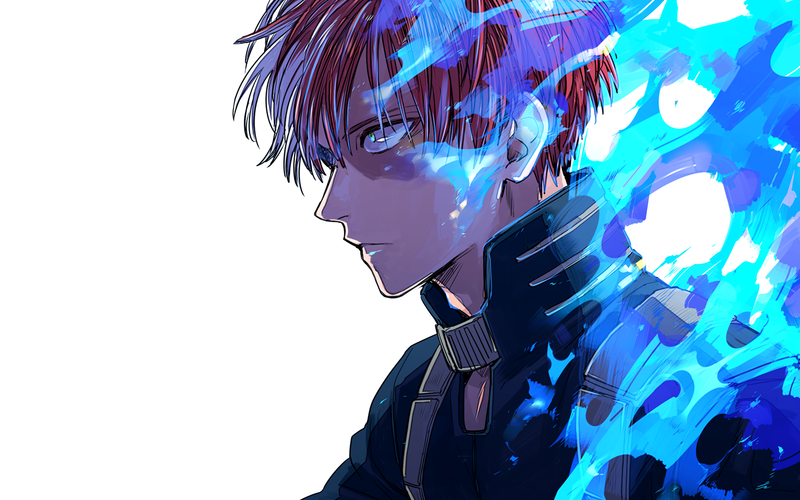 Shouto Todoroki, Boku no Hero Academia, simple background, cyan