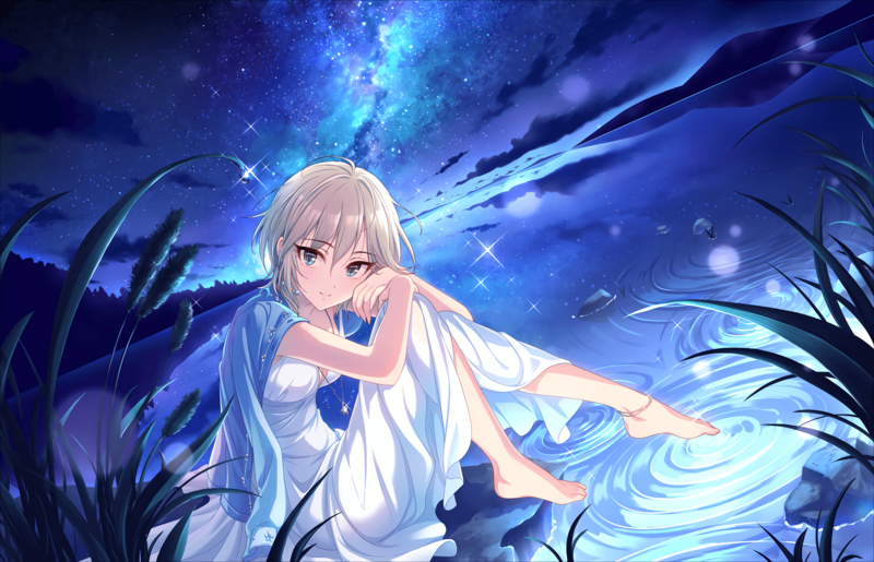 anime, anime girls, white hair, white dress, short hair, anastasia idolmaster