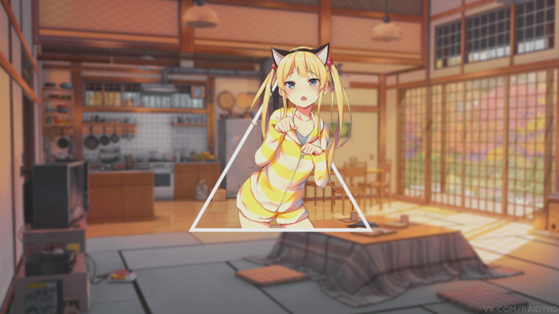 anime, anime girls, room, picture-in-picture