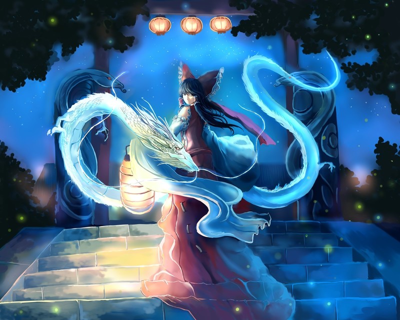anime, anime girls, lantern, fantasy girl, cyan