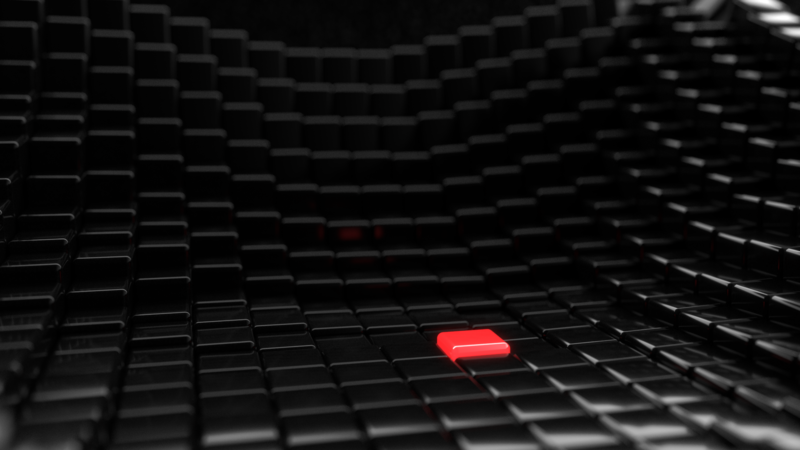minimalism, cubic, digital art, red, black, dark, depth of field, glowing