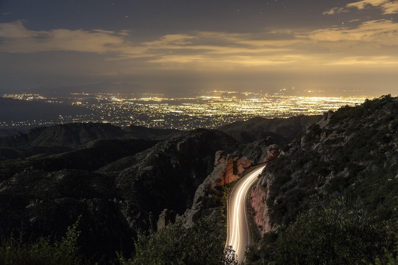 cityscape, long exposure, light trails