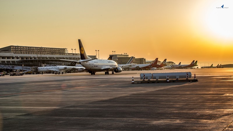 airport, aircraft, sunset