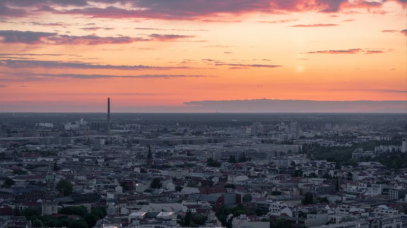 city, aerial view, buildings, architecture, dawn, morning, 4k