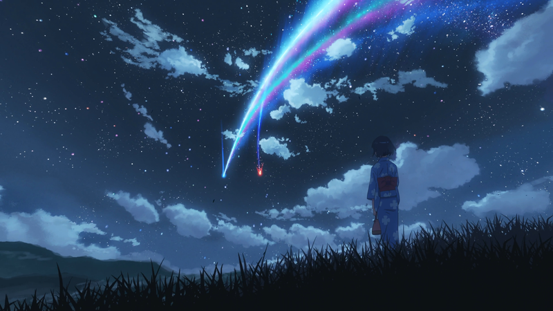 Makoto Shinkai, Kimi no Na Wa, anime, sky, stars