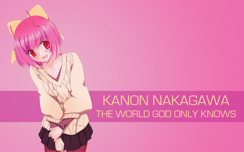 The World God Only Knows, anime girls, Nakagawa Kanon, anime, red eyes, simple background, pink hair, miniskirt