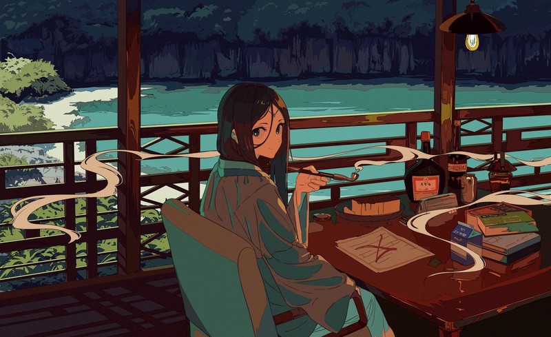 smoking, pipe, books, original characters