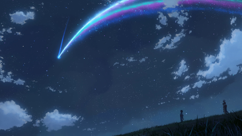Makoto Shinkai, Kimi no Na Wa, anime, sky, stars