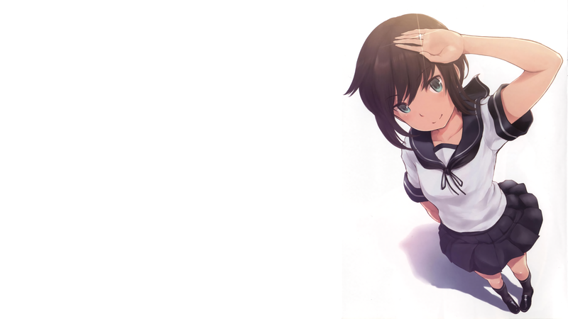 schoolgirl, white background, anime girls, Kantai Collection, Fubuki (KanColle)
