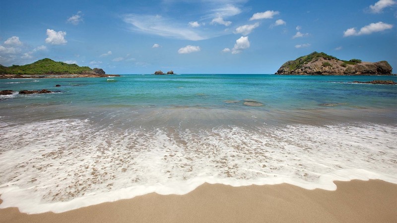 nature, landscape, Nicaragua, sea, beach, sand, island, clouds, horizon, rock