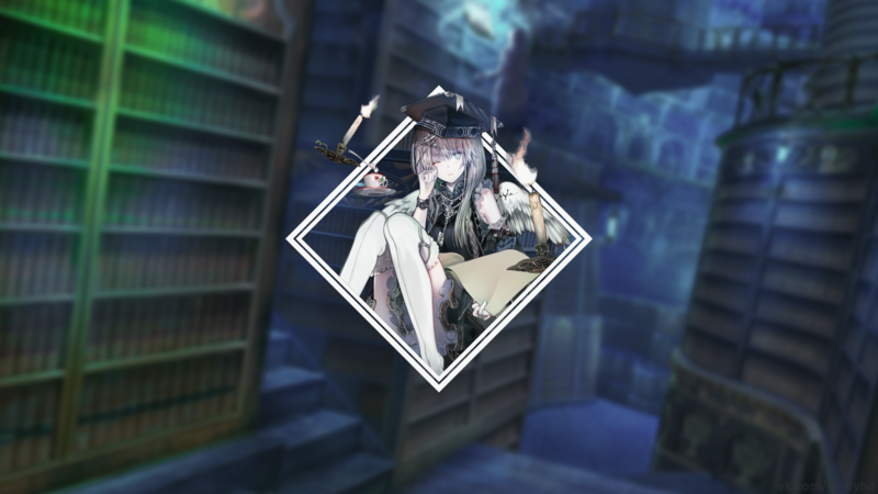 anime, anime girls, library, picture-in-picture