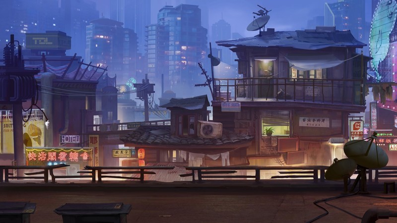 digital art, cityscape, anime, urban