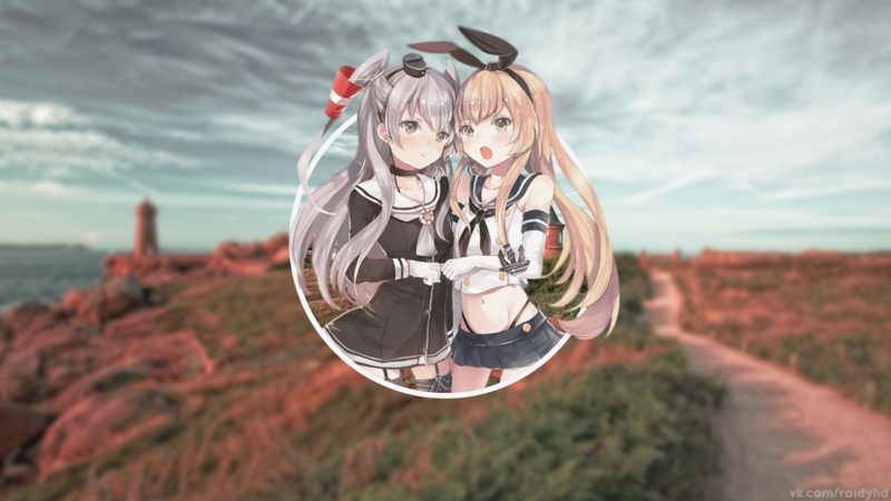 anime, anime girls, Kantai Collection, Shimakaze (Kancolle), Amatsukaze (Kancolle), picture-in-picture