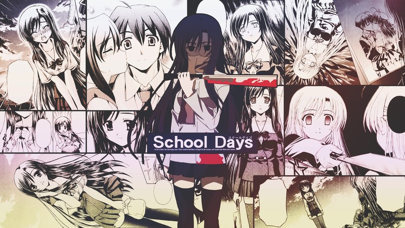 anime girls, manga, anime, collage, blood, weapon, long hair