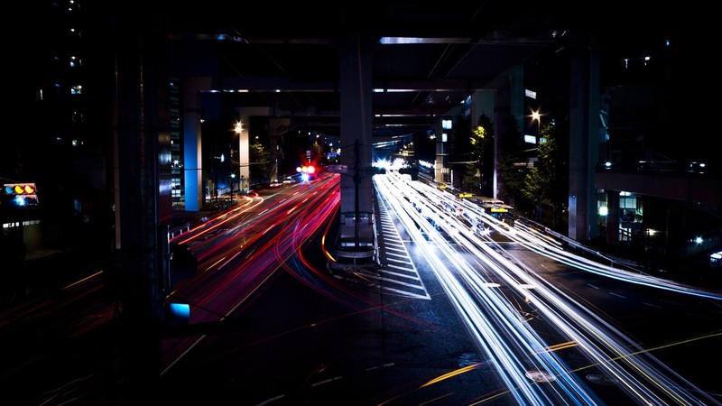 transport, car, lights, night, Japan