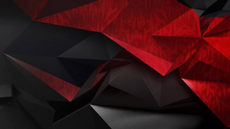 abstract, geometry, red, digital art, black