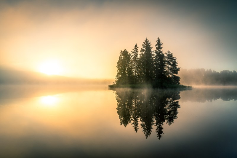 morning, reflection, nature, landscape