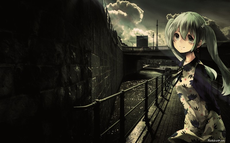 anime, anime girls, Hatsune Miku, Vocaloid, urban, city, photo manipulation