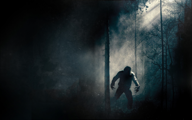 dark, wolfman, forest, creepy, horror, night, fictional creatures, mist