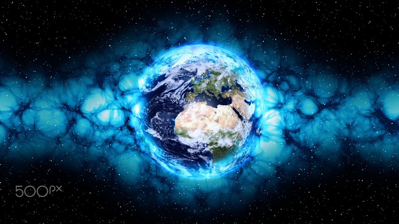 digital art, Earth, planet, space, space art, cyan