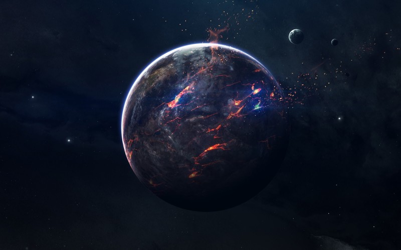 digital art, 3D, yellow, abstract, Vadim Sadovski, space, planet