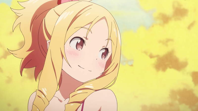Eromanga-sensei, Elf Yamada, blonde, anime, anime girls, clear sky, smiling