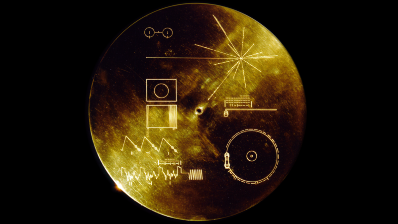 discs, gold, space, Voyager Golden Record
