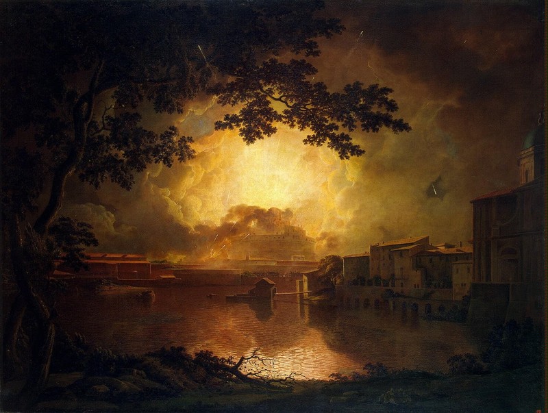 Joseph Wright, classic art, painting, dark, city, artwork