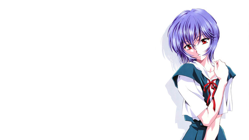 anime, Neon Genesis Evangelion, Ayanami Rei, white background, red eyes, anime girls