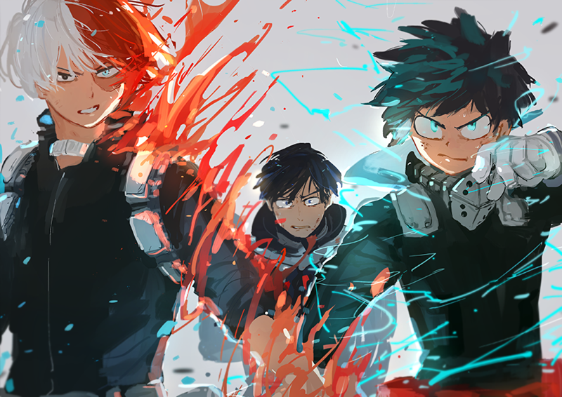 Boku no Hero Academia, Izuku Midoriya, Midoriya Izuku, Iida Tenya, Todoroki Shōto, anime boys, anime