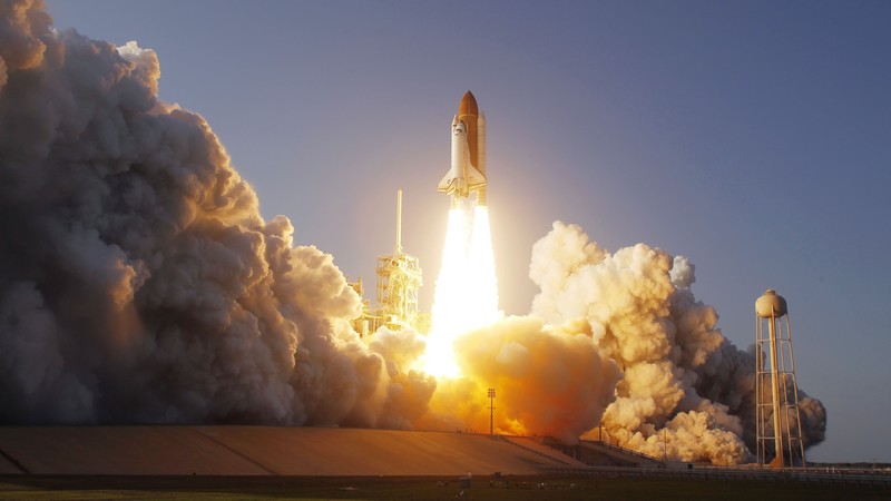 spaceship, NASA, lift off, space shuttle, space, smoke, launch pads