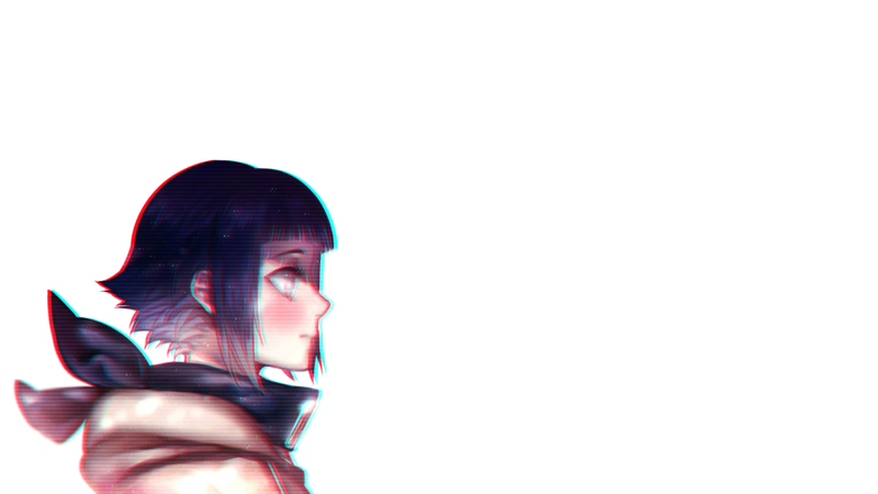 Hyuuga Hinata, anime girls, chromatic aberration, hoods