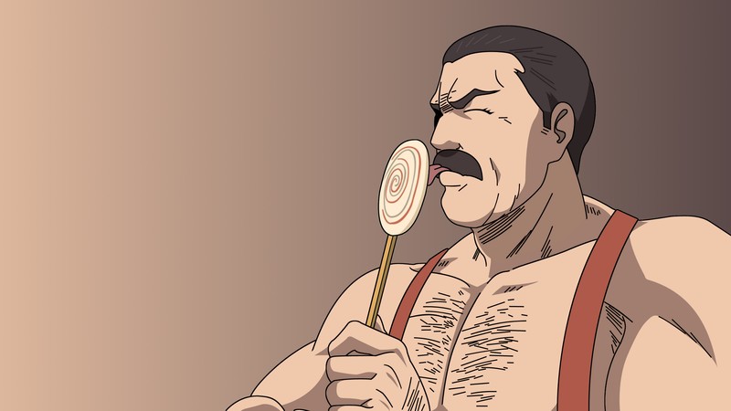 lollipop, mustache, men, artwork, Cromartie High School, Freddie Mercury