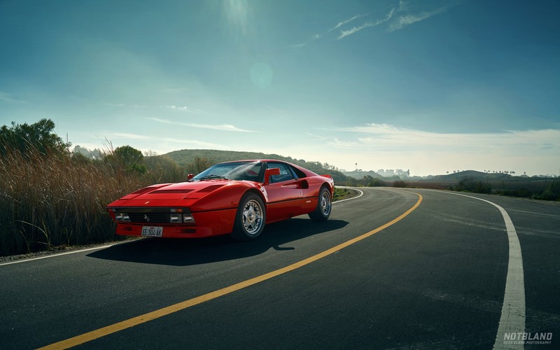 red, car, road, Ferrari, sky