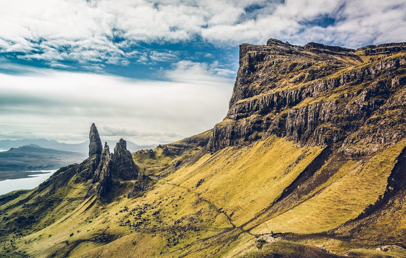 Skye, Scotland, mountains, clouds