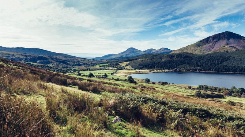 landscape, lake, mountains, forest, nature, 4k