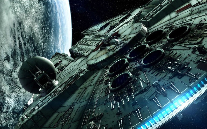 Star Wars, Millennium Falcon, spaceship, planet, space, vehicle, space art, movies