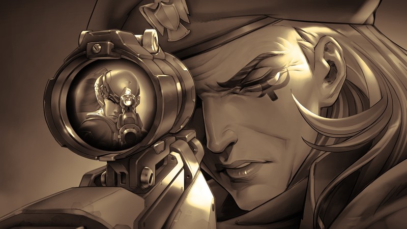 Overwatch, Ana (Overwatch), anime, sniper rifle, weapon, PC gaming, Widowmaker (Overwatch)